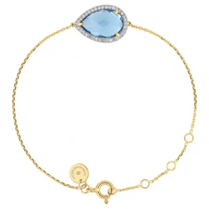 Morganne Bello Bracelet-BRACELET ALMA TOPAZE SWISS BLUE ET DIAMANTS OR JAUNE