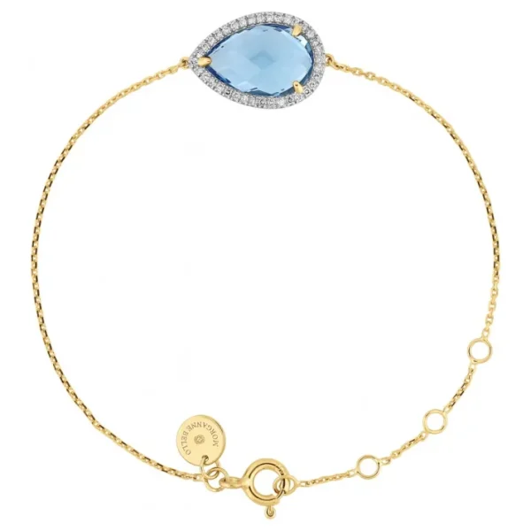 Morganne Bello Bracelet-BRACELET ALMA TOPAZE SWISS BLUE ET DIAMANTS OR JAUNE