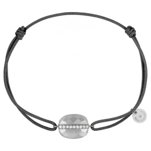 Morganne Bello Bracelet-BRACELET AURORE CORDON GRIS PDL GRISE COUSSIN + DIAMANTS OR BLANC