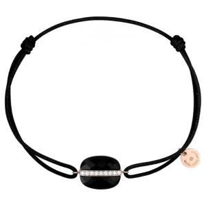 Morganne Bello Bracelet-BRACELET AURORE CORDON NOIR ONYX COUSSIN + DIAMANTS OR ROSE
