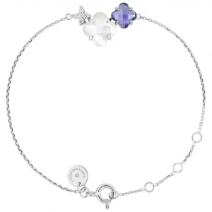 Morganne Bello Bracelet-BRACELET BOUQUET NACRE BLANCHE ET IOLITE + DIAMANTS OR BLANC