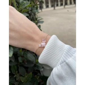 Morganne Bello Bracelet-BRACELET BOUQUET OPALE ET QUARTZ ROSE + DIAMANTS OR ROSE