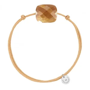 Morganne Bello Cordons-BRACELET CORDON BEIGE DORE COUSSIN OVERSIZE PIERRE DE SOLEIL