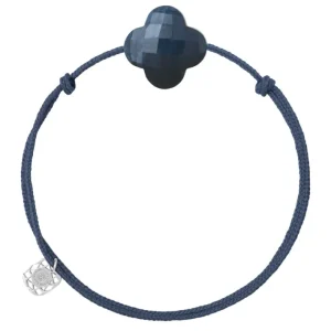 Morganne Bello Cordons-BRACELET CORDON BLEU JEAN TREFLE PIETERSITE BLEUE