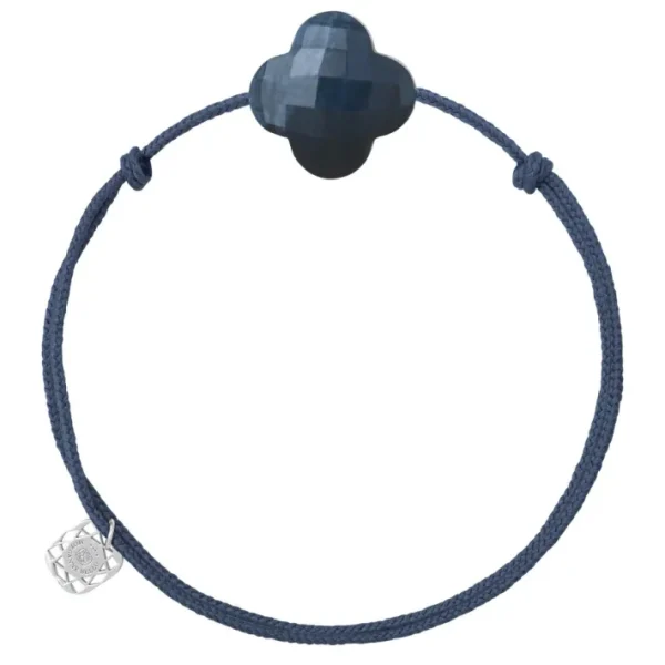 Morganne Bello Cordons-BRACELET CORDON BLEU JEAN TREFLE PIETERSITE BLEUE