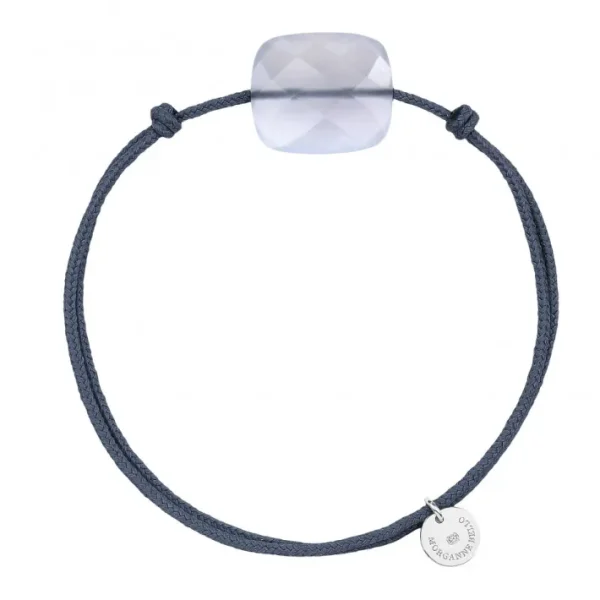 Morganne Bello Cordons-BRACELET CORDON BLEU JEAN COUSSIN OVERSIZE AGATE BLEUE DENTELLE