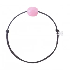 Morganne Bello Cordons-BRACELET CORDON BRUN COUSSIN OPALE ROSE