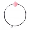 Morganne Bello Cordons-BRACELET CORDON BRUN TREFLE OPALE ROSE