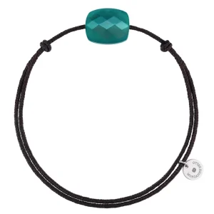 Morganne Bello Cordons-BRACELET CORDON CHOCOLAT COUSSIN AGATE VERTE