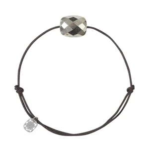 Morganne Bello Cordons-BRACELET CORDON CHOCOLAT COUSSIN PYRITE