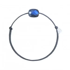 Morganne Bello Cordons-BRACELET CORDON GRIS COUSSIN LABRADORITE NOIRE