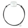 Morganne Bello Cordons-BRACELET CORDON GRIS COUSSIN OVERSIZE AGATE BLANCHE
