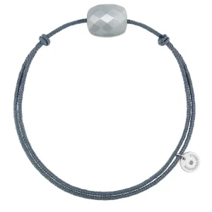 Morganne Bello Cordons-BRACELET CORDON GRIS COUSSIN PIERRE DE LUNE GRISE