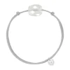Morganne Bello Cordons-BRACELET CORDON GRIS SOURIS COUSSIN PIERRE DE LUNE BLANCHE