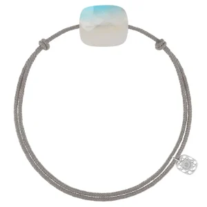 Morganne Bello Cordons-BRACELET CORDON GRIS SOURIS COUSSIN OVERSIZE PIERRE DE LUNE ARC EN CIEL