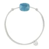 Morganne Bello Cordons-BRACELET CORDON GRIS SOURIS COUSSIN QUARTZ BLEU