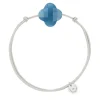Morganne Bello Cordons-BRACELET CORDON GRIS SOURIS TRÈFLE QUARTZ BLEU