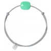 Morganne Bello Cordons-BRACELET CORDON GRIS SOURIS COUSSIN CHRYSOPRASE MENTHE