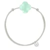 Morganne Bello Cordons-BRACELET CORDON GRIS SOURIS TRÈFLE CHRYSOPRASE MENTHE