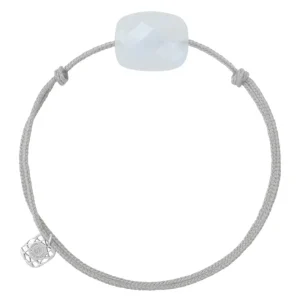 Morganne Bello Cordons-BRACELET CORDON GRIS SOURIS COUSSIN PIERRE DE LUNE ARC EN CIEL