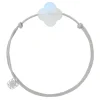 Morganne Bello Cordons-BRACELET CORDON GRIS SOURIS TREFLE PIERRE DE LUNE ARC EN CIEL