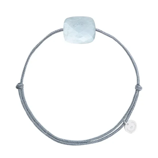 Morganne Bello Cordons-BRACELET CORDON GRIS SOURIS COUSSIN OVERSIZE OEIL DE CHAT