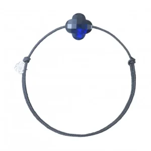 Morganne Bello Cordons-BRACELET CORDON GRIS TREFLE LABRADORITE NOIRE