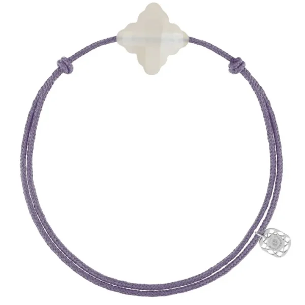Morganne Bello Cordons-BRACELET CORDON MAUVE BAROQUE PIERRE DE LUNE BLANCHE