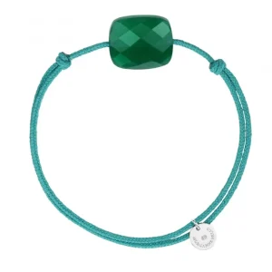Morganne Bello Cordons-BRACELET CORDON MER DU SUD COUSSIN OVERSIZE AGATE VERTE