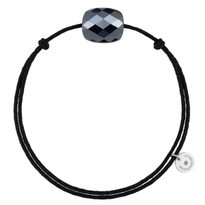 Morganne Bello Cordons-BRACELET CORDON NOIR COUSSIN HEMATITE