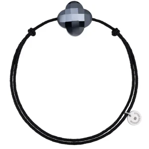 Morganne Bello Cordons-BRACELET CORDON NOIR TREFLE HEMATITE