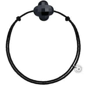 Morganne Bello Cordons-BRACELET CORDON NOIR TREFLE ONYX