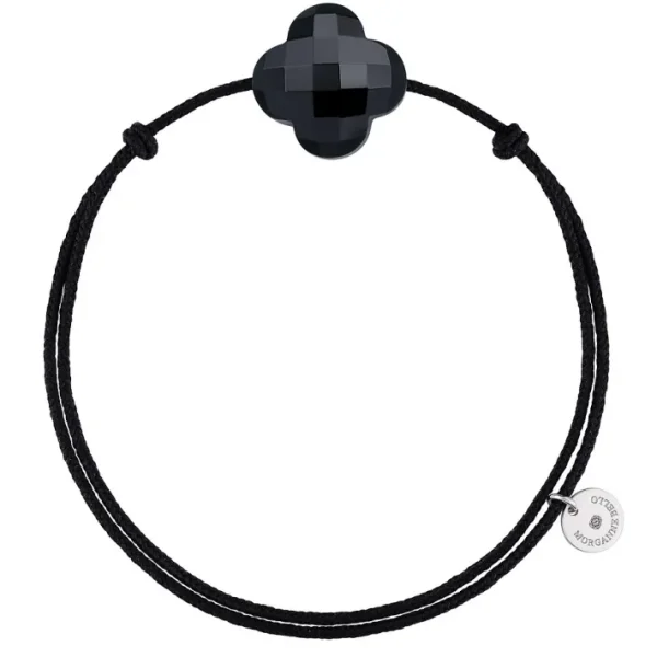 Morganne Bello Cordons-BRACELET CORDON NOIR TREFLE ONYX