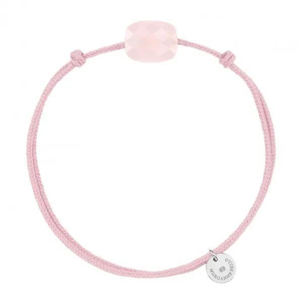 Morganne Bello Cordons-BRACELET CORDON ROSE COUSSIN MINI QUARTZ ROSE