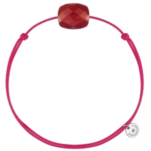 Morganne Bello Cordons-BRACELET CORDON ROSE FLUO COUSSIN QUARTZ ROUGE