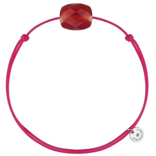 Morganne Bello Cordons-BRACELET CORDON ROSE FLUO COUSSIN QUARTZ ROUGE
