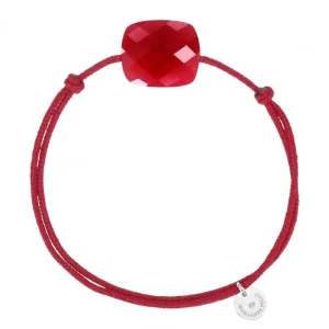 Morganne Bello Cordons-BRACELET CORDON ROUGE COUSSIN OVERSIZE QUARTZ ROUGE