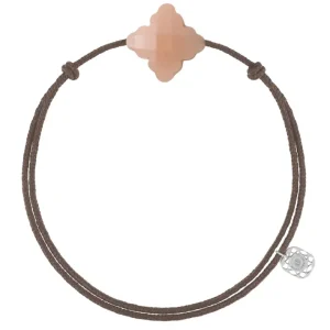 Morganne Bello Cordons-BRACELET CORDON TAUPE BAROQUE PIERRE DE LUNE PECHE