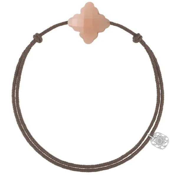 Morganne Bello Cordons-BRACELET CORDON TAUPE BAROQUE PIERRE DE LUNE PECHE