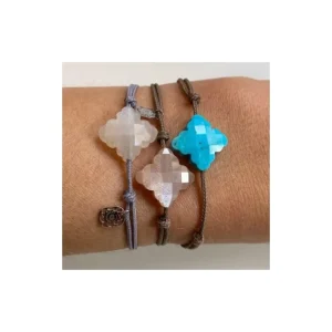Morganne Bello Cordons-BRACELET CORDON TAUPE BAROQUE PIERRE DE LUNE PECHE