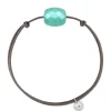 Morganne Bello Cordons-BRACELET CORDON TAUPE COUSSIN AMAZONITE