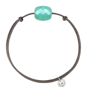 Morganne Bello Cordons-BRACELET CORDON TAUPE COUSSIN AMAZONITE