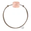 Morganne Bello Cordons-BRACELET CORDON TAUPE COUSSIN OVERSIZE PIERRE DE LUNE PÊCHE