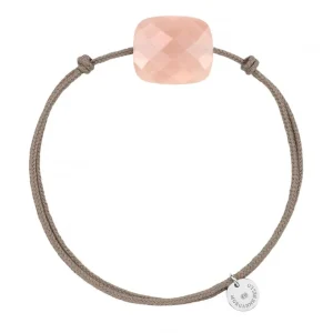 Morganne Bello Cordons-BRACELET CORDON TAUPE COUSSIN OVERSIZE PIERRE DE LUNE PÊCHE