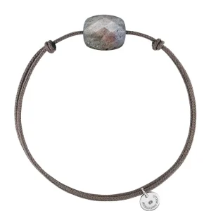 Morganne Bello Cordons-BRACELET CORDON TAUPE COUSSIN LABRADORITE