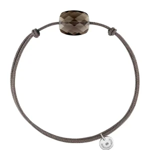 Morganne Bello Cordons-BRACELET CORDON TAUPE COUSSIN QUARTZ FUME