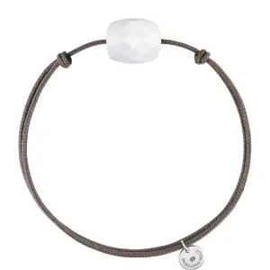 Morganne Bello Cordons-BRACELET CORDON TAUPE COUSSIN AGATE BLANCHE