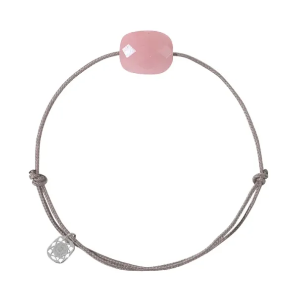 Morganne Bello Cordons-BRACELET CORDON TAUPE COUSSIN QUARTZ GUAVA
