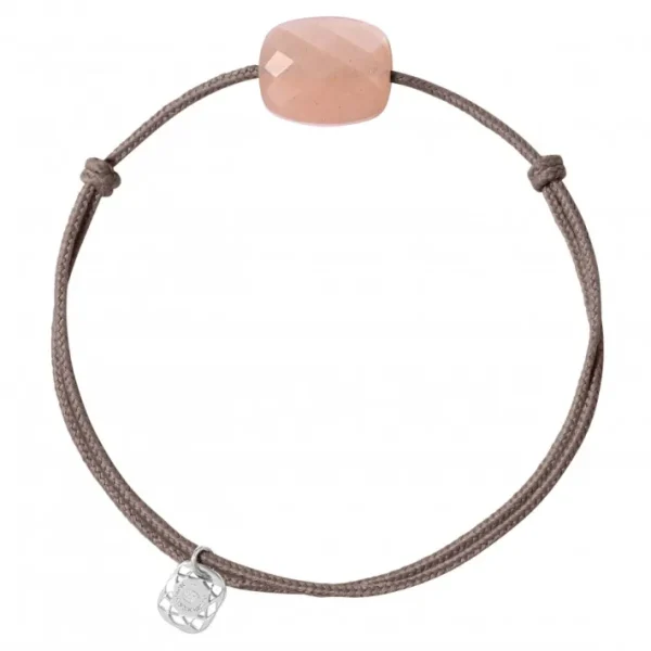 Morganne Bello Cordons-BRACELET CORDON TAUPE COUSSIN PIERRE DE LUNE PÊCHE