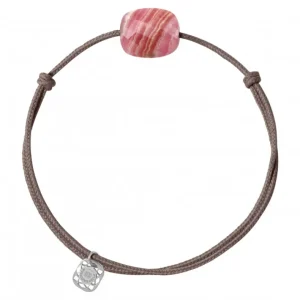 Morganne Bello Cordons-BRACELET CORDON TAUPE COUSSIN RHODOCHROSITE